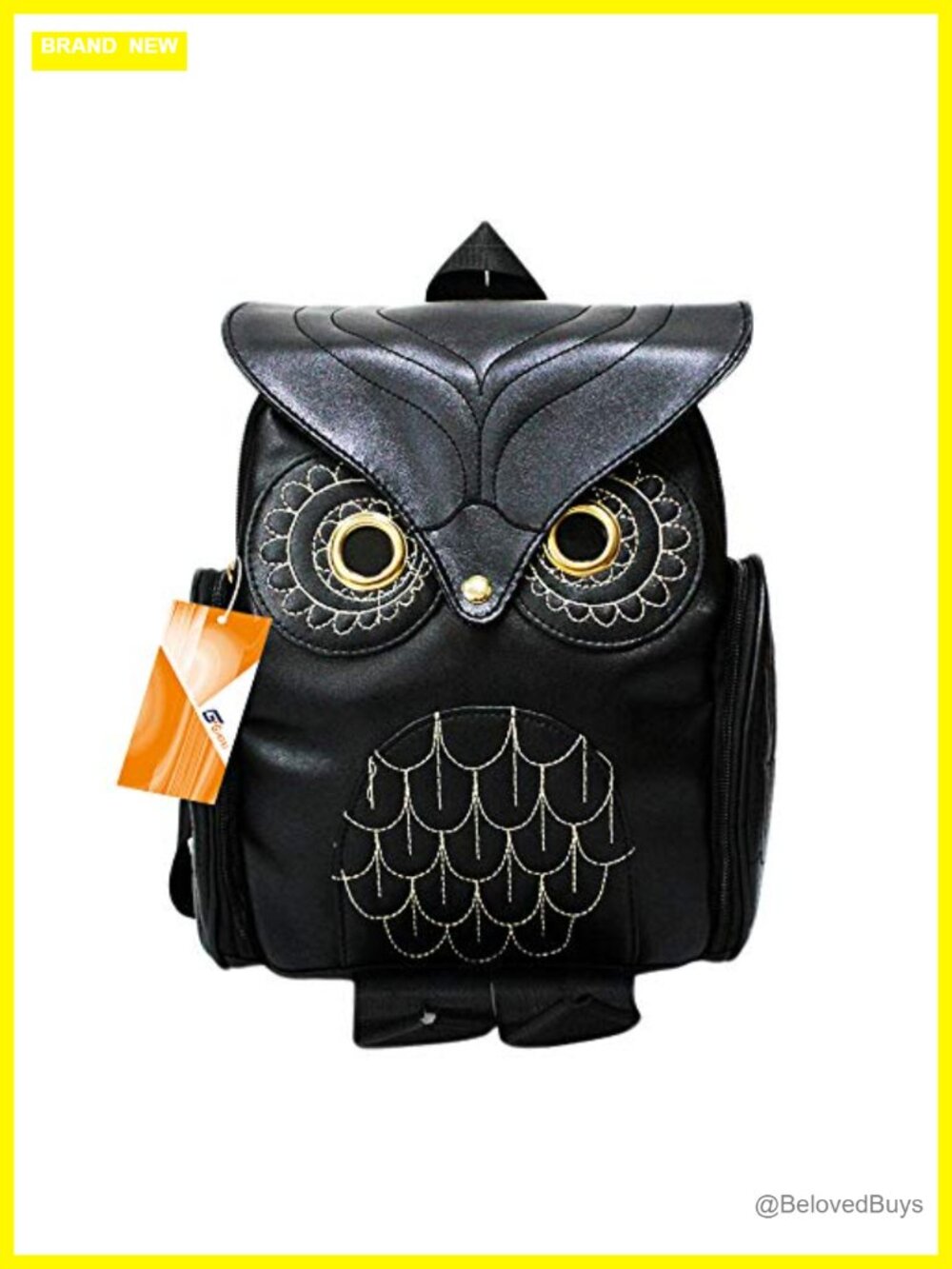 PU Leather Owl Cartoon Backpack Flap Top Casual Daypack for iPad